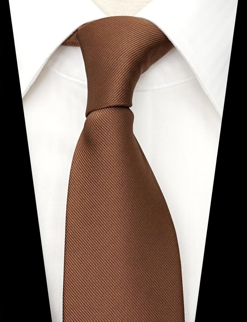 ZENXUS Regular Tie and Pocket Square for Men, Solid Color Necktie Set, 3.2 inch Standard Width - Image 4